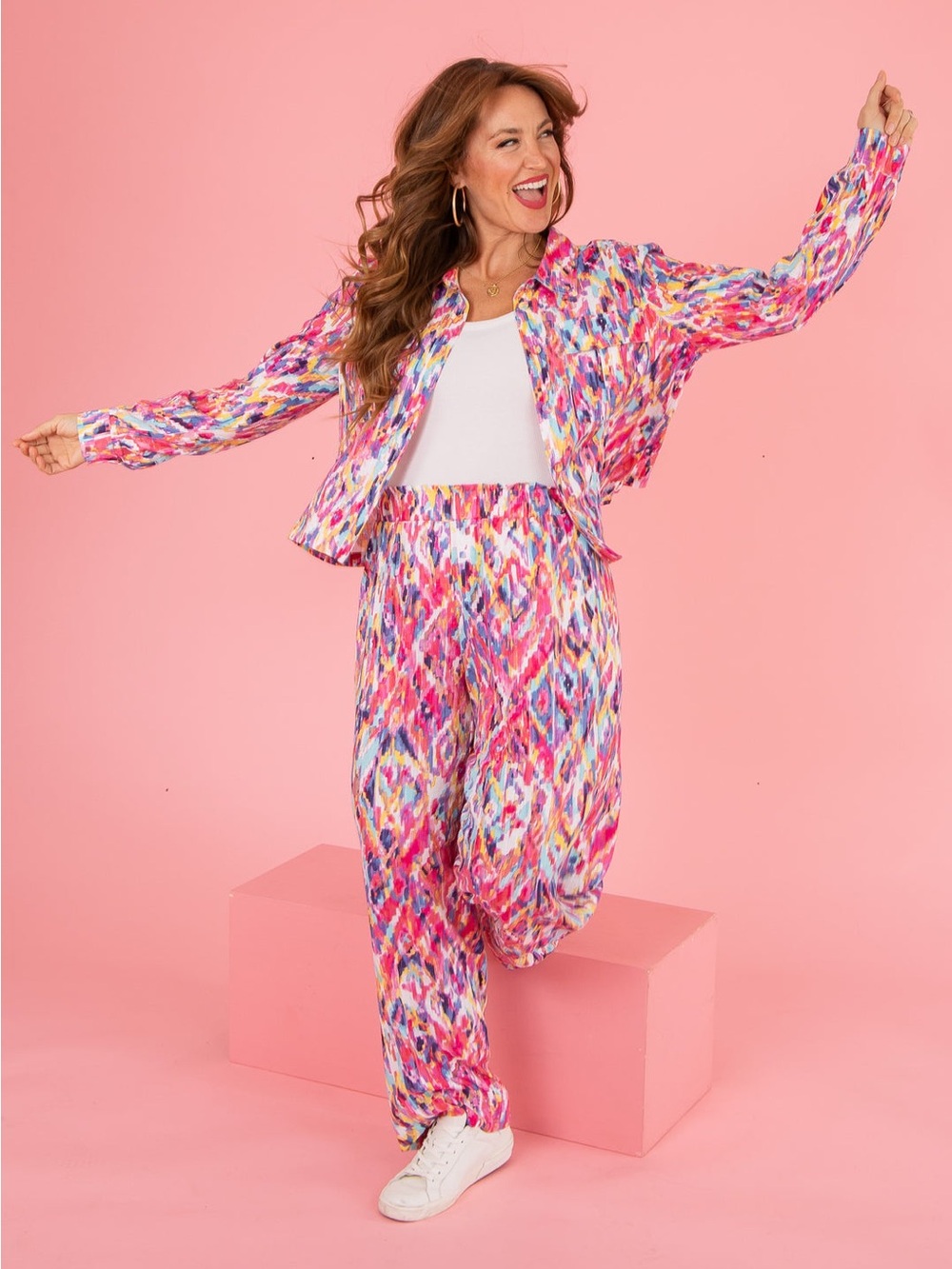 Tribal Follow Me Linen Jacket Pink Multi